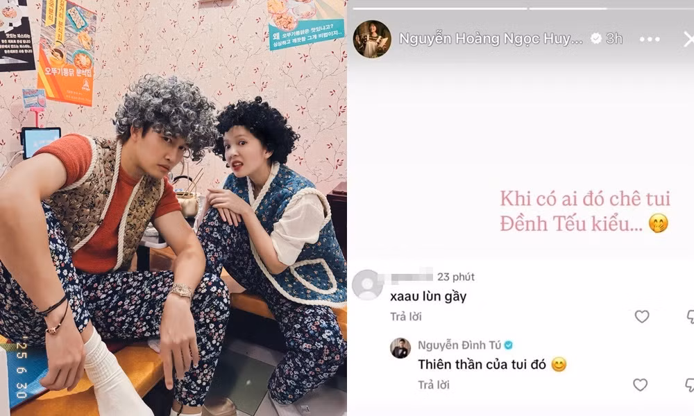 Đình Tú bảo vệ Ngọc Huyền đầy ngọt ngào. Đình Tú bảo vệ Ngọc Huyền đầy ngọt ngào.