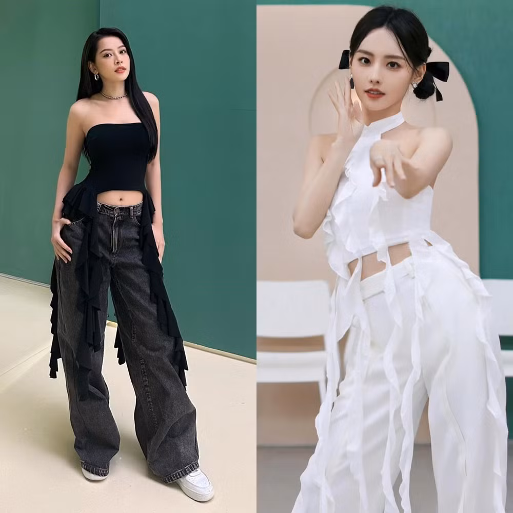 Set đồ của Trương Gia Nghê được cho là giống đồ Chi Pu mặc trước đó.