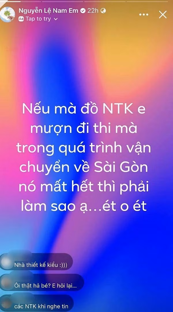 Nam Em lo lắng khi bị thất lạc hành lý
