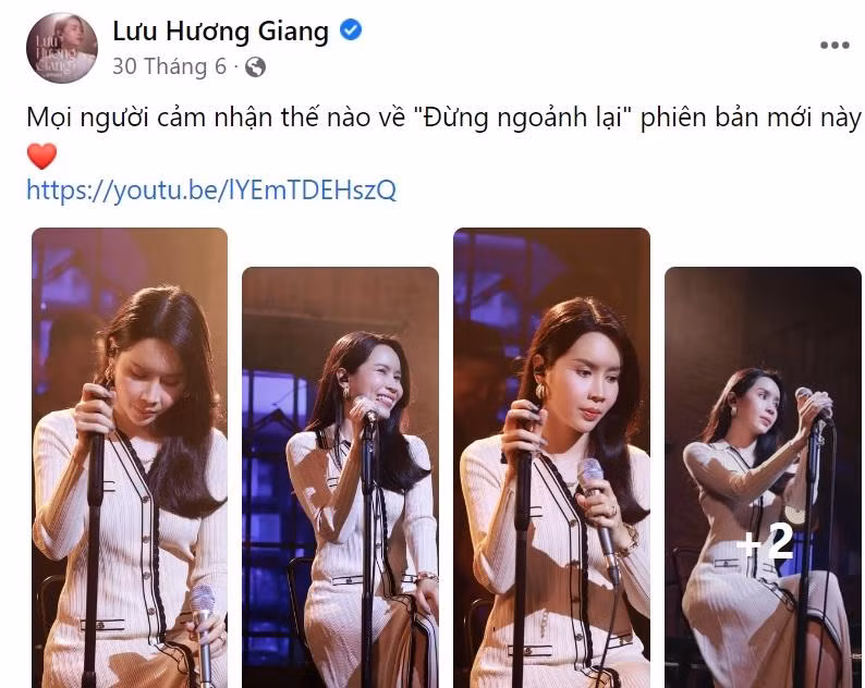 Bài đăng gần nhất của Lưu Hương Giang là trước khi scandal của Hồ Hoài Anh bùng phát.
