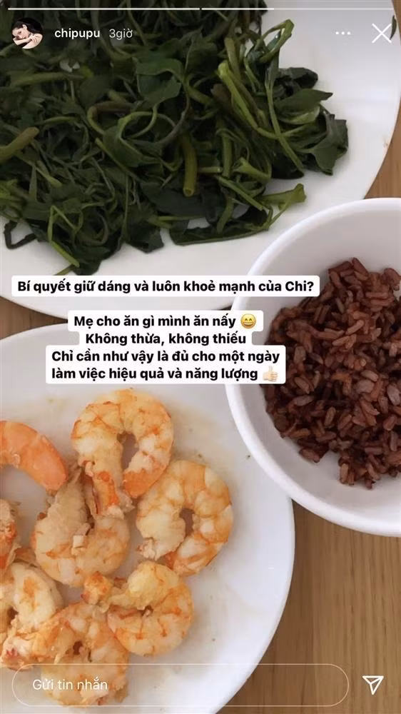 Thực ra Chi Pu cũng ăn uống rất lành mạnh. Thực ra Chi Pu cũng ăn uống rất lành mạnh.