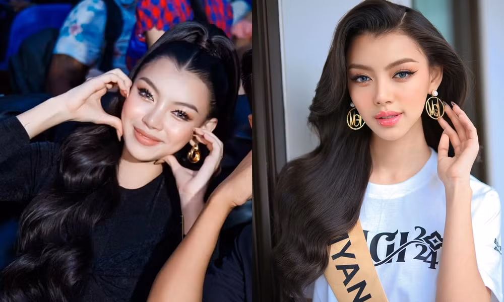 Gương mặt cô có phần bầu bĩnh hơn thời gian thi MGI 2024.