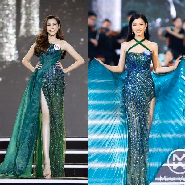 Phương Nhi vô tình được mặc bộ váy gần giống với đàn chị Đỗ Thị Hà