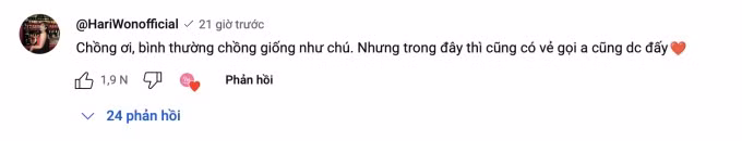Hari Won cũng khen Trấn Thành trẻ trung hơn hẳn nhờ thay đổi giao diện.