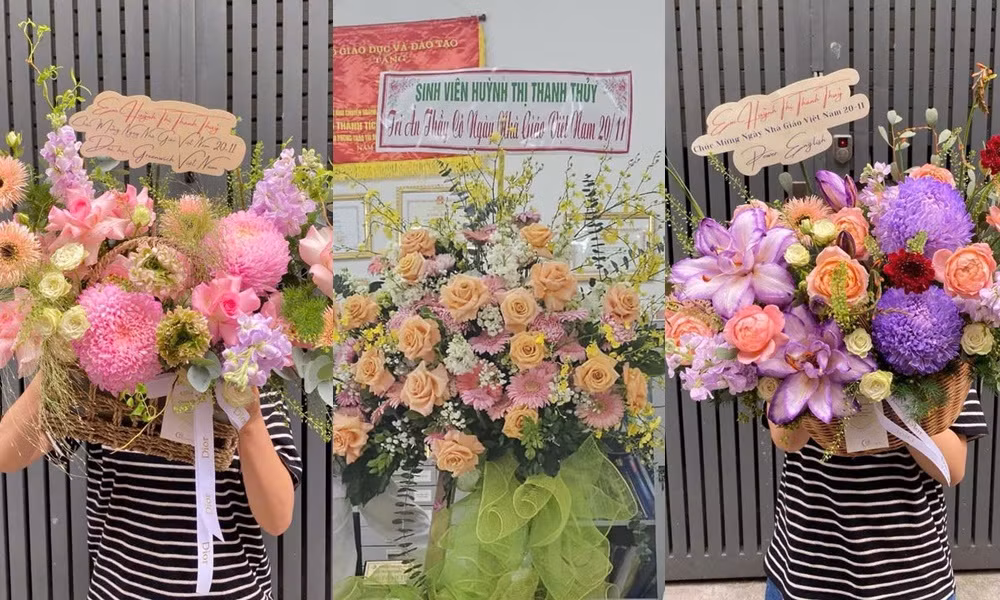 Nàng hậu không quên gửi hoa chúc mừng ngày 20/11 tới thầy cô.