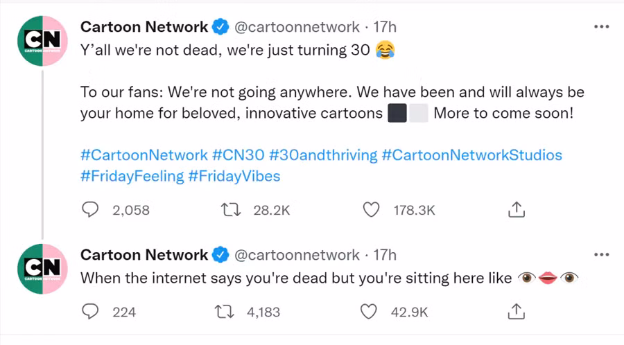 Kênh truyền hình Cartoon Network đã "dở khóc dở cười" lên bài đính chính về "cái chết" của chính mình. (Nguồn: Twitter)