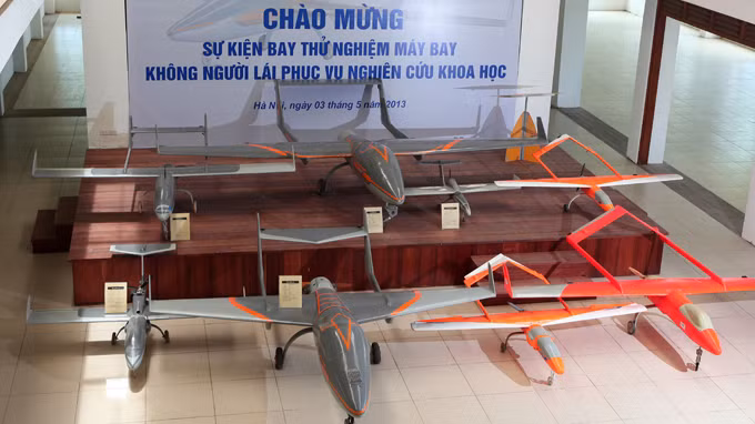 Các mẫu UAV do Viện Công Nghệ không gian chế tạo - Ảnh: Việt Dũng - Viện Công nghệ không gian cung cấp