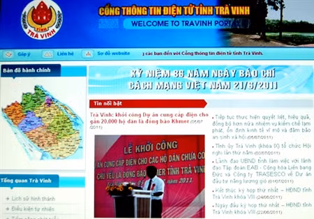 Giao diện cổng thông tin điện tử tỉnh Trà Vinh