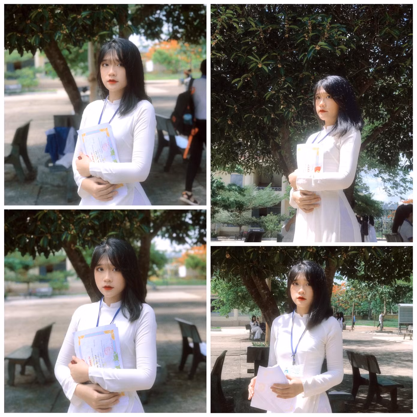 Vân Anh đẹp dịu dàng trong tà áo dài trắng.