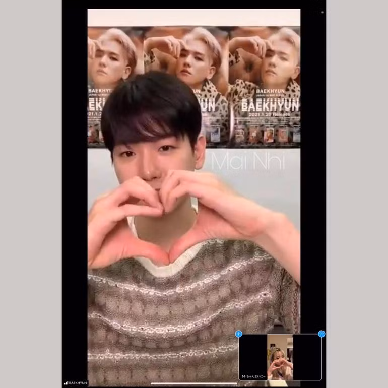 Hình ảnh Mai Nhi tham gia fancall cùng Baekhyun (EXO). (Ảnh: Mai Nhi)