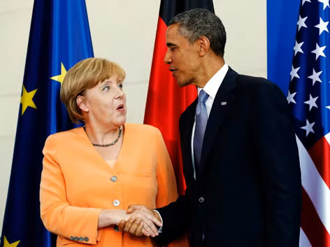 Tổng thống Mỹ Barack Obama và Thủ tướng Đức Angela Merkel tại Berlin hồi tháng 6. Ảnh: Getty Images