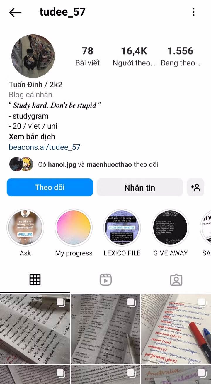 Tài khoản cá nhân trên Instagram của Tuấn thu hút hàng chục nghìn lượt theo dõi. Tài khoản cá nhân trên Instagram của Tuấn thu hút hàng chục nghìn lượt theo dõi.