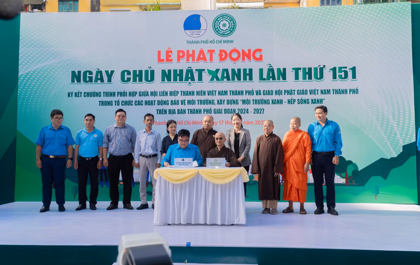 Hội LHTN TP. HCM và Giáo Hội Phật giáo Việt Nam TP. HCM thực hiện ký kết phối hợp tổ chức các hoạt động bảo vệ môi trường.