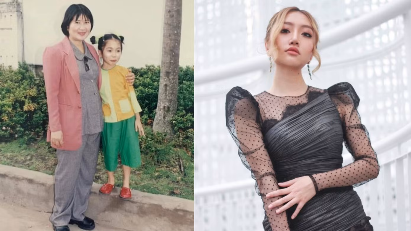 Ca sĩ Orange (Khương Hoàn Mỹ) khoe ảnh nhưng không quên kể lại kỉ niệm ngày 1/6 trên trang cá nhân. Cô tiết lộ đây là bức ảnh chụp khi được mẹ dắt đi thi văn nghệ ở trường mầm non, dù thi trượt nhưng vẫn cố mỉm cười để chụp hình
