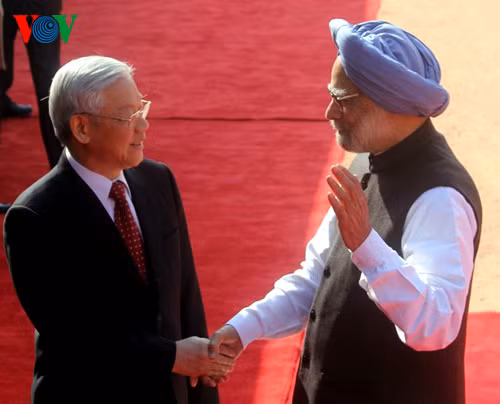 Thủ tướng Ấn Độ Manmohan Singh chào đón Tổng Bí thư Nguyễn Phú Trọng