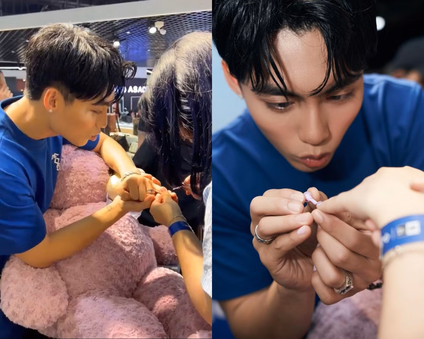 Anh chàng trổ tài sơn móng cho fan ngay khi được "đòi hỏi".