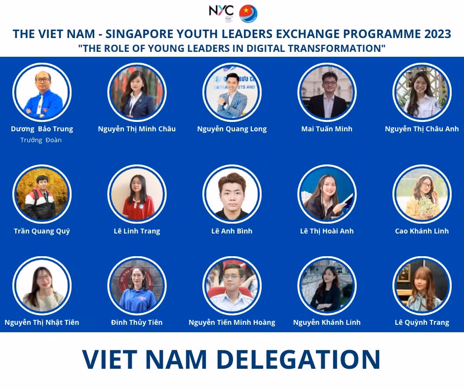 Các đại biểu thanh niên Việt Nam tham dự chương trình Đối thoại Lãnh đạo trẻ Việt Nam – Singapore năm 2023.
