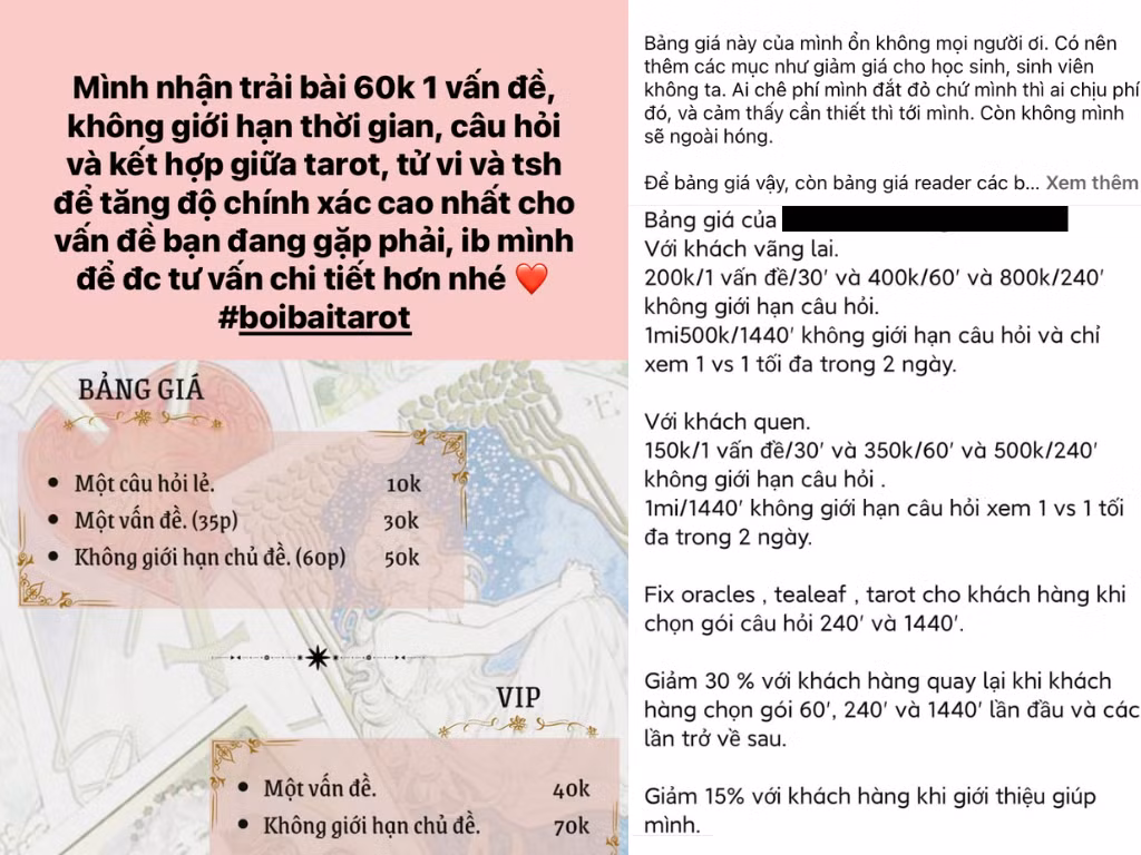 Bói online chủ yếu được “lăng - xê” với mức giá phải chăng, phù hợp cho các bạn sinh viên. (Ảnh: Tổng hợp) Bói online chủ yếu được “lăng - xê” với mức giá phải chăng, phù hợp cho các bạn sinh viên. (Ảnh: Tổng hợp)