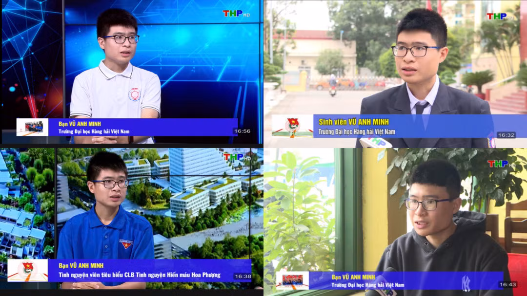 Anh Minh trên sóng Truyền hình Hải Phòng (THP) trong các chương trình dành cho học sinh, sinh viên đất Cảng.