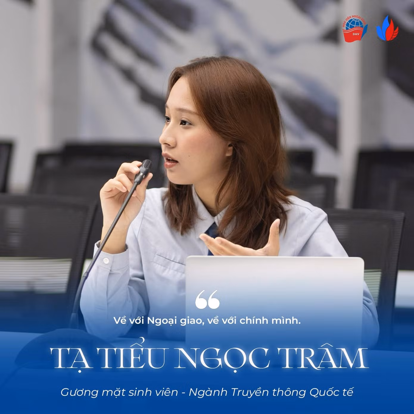 Tạ Tiểu Ngọc Trâm xuất sắc trở thành một trong 25 Gương mặt Sinh viên Học viện Ngoại giao năm 2025. Tạ Tiểu Ngọc Trâm xuất sắc trở thành một trong 25 Gương mặt Sinh viên Học viện Ngoại giao năm 2025.