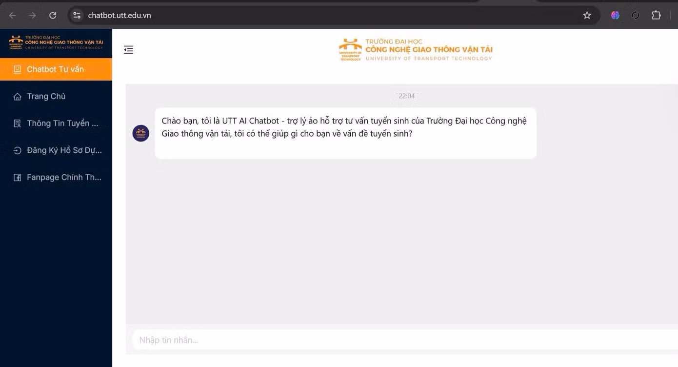 AI Chatbot hoạt động như một trợ lý ảo, hỗ trợ 24/7, cung cấp thông tin tuyển sinh một cách nhanh chóng, chính xác và dễ tiếp cận. AI Chatbot hoạt động như một trợ lý ảo, hỗ trợ 24/7, cung cấp thông tin tuyển sinh một cách nhanh chóng, chính xác và dễ tiếp cận.