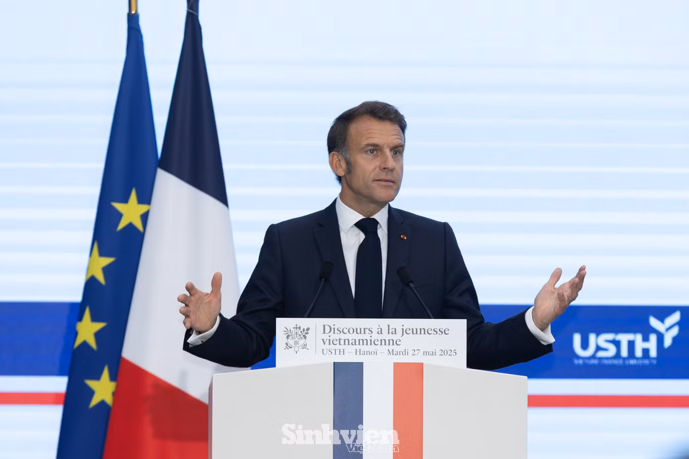 Tổng thống Emmanuel Macron đã có bài phát biểu quan trọng với tinh thần "Pháp - Việt Nam, Một tương lai chung".