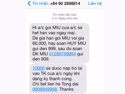 Người dùng bức xúc vì nhận được tin nhắn 
