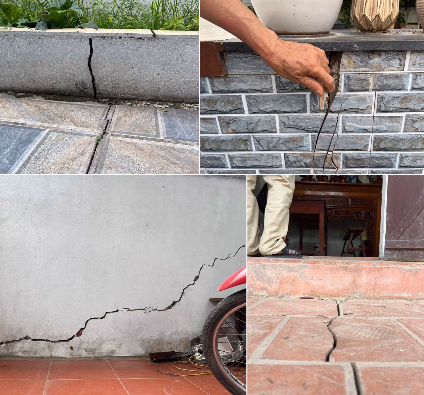 Hơn 40 hộ dân tại xã Phong Vân bị sụt lún, nứt toác do sạt lở bờ kè sông.