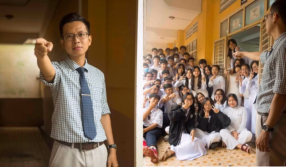 Lớp 10A1 - THPT Nguyễn Thượng Hiền “chiếm spotlight” vì “nét diễn” của thầy Đức.