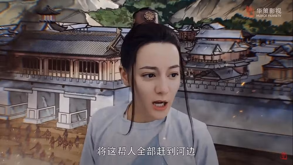 Không tranh vẽ hoàn toàn thì sử dụng người thật, phông nền phía sau là tranh.