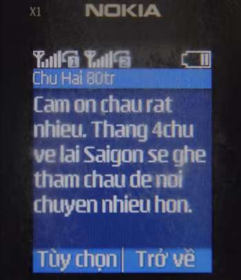  Tin nhắn cám ơn của ông Hải gửi đến anh Phú