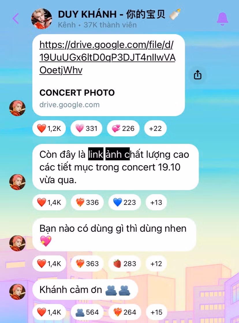 Nhiều nghệ sĩ Việt thậm chí còn chủ động chia sẻ link ảnh riêng, giúp fan dễ dàng tải ảnh chất lượng cao của thần tượng. Nhiều nghệ sĩ Việt thậm chí còn chủ động chia sẻ link ảnh riêng, giúp fan dễ dàng tải ảnh chất lượng cao của thần tượng.