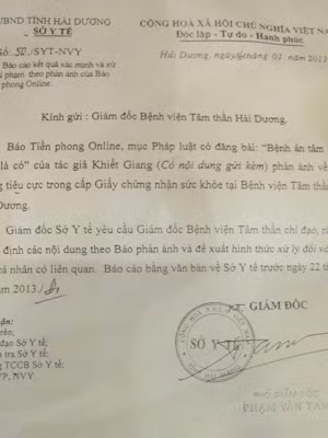 Công văn yêu cầu làm rõ nội dung Tiền Phong phản ánh của Sở Y tế Hải Dương. Công văn yêu cầu làm rõ nội dung Tiền Phong phản ánh của Sở Y tế Hải Dương