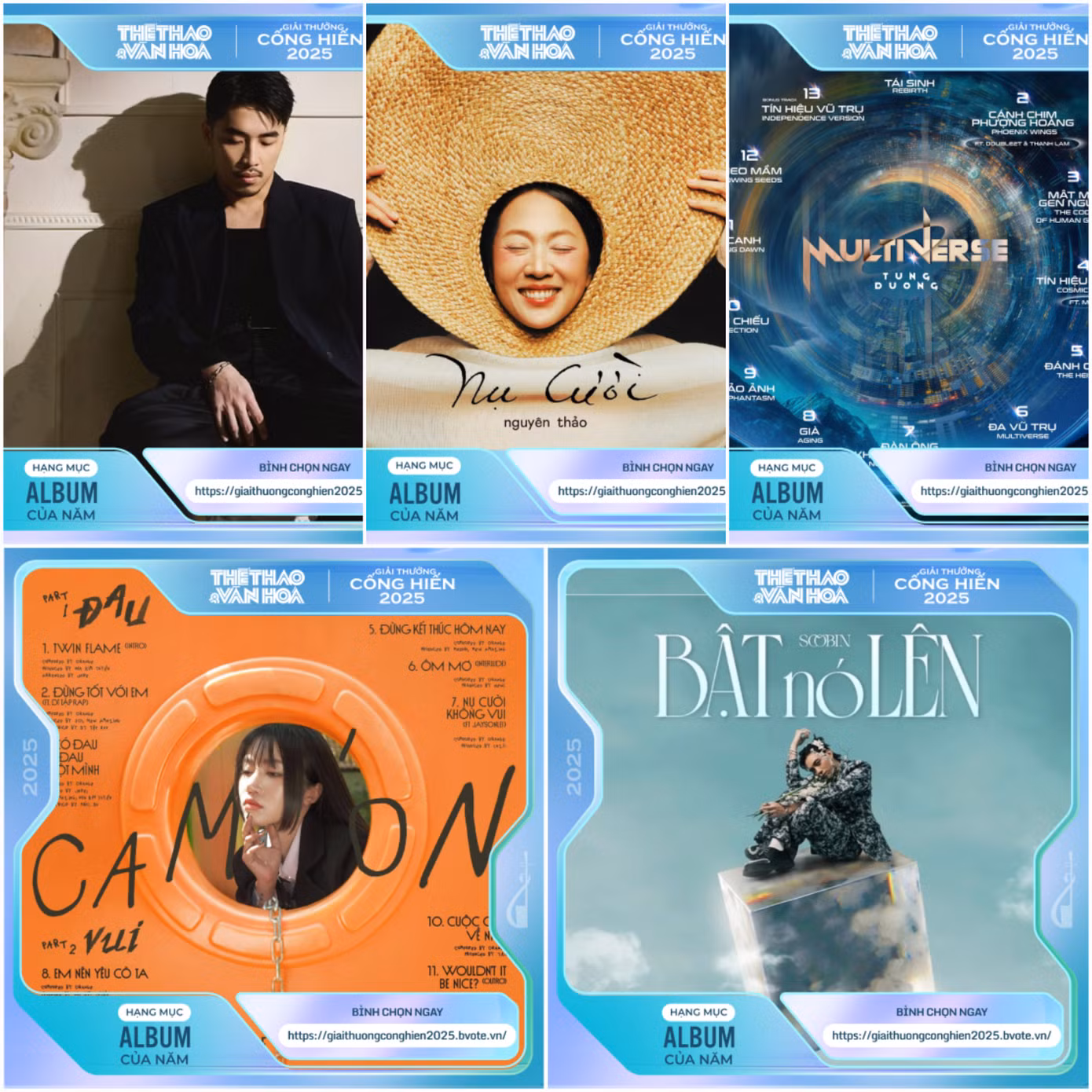 Bật Nó Lên của SOOBIN đang đứng vị trí đầu tiên ở hạng mục Album của năm.