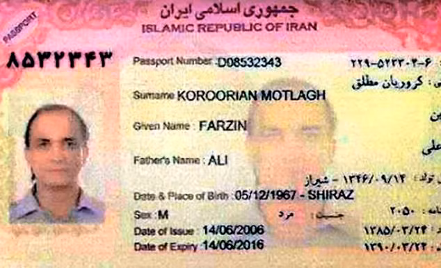 Hộ chiếu của Farzin Koroorian Motlagh. Hộ chiếu của Farzin Koroorian Motlagh