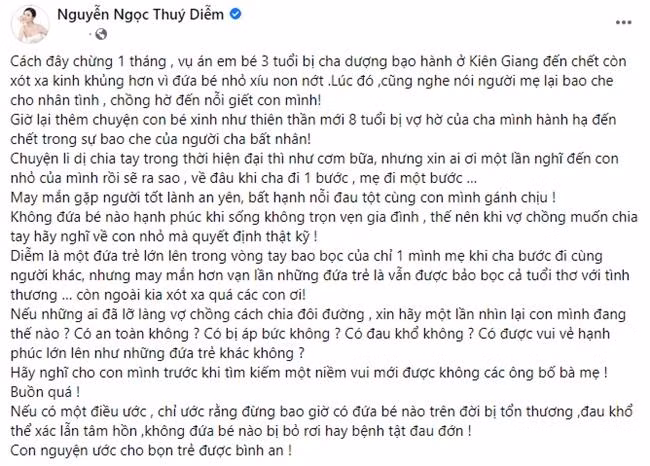 Thúy Diễm từng trải qua tuổi thơ thiếu vắng hình bóng người cha. - Ảnh: FBNV. Thúy Diễm từng trải qua tuổi thơ thiếu vắng hình bóng người cha. - Ảnh: FBNV.