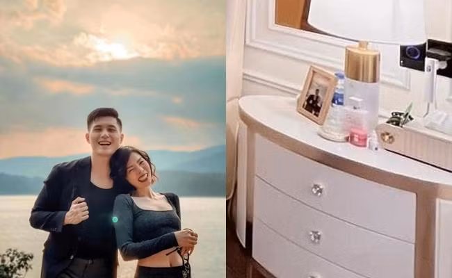Bức ảnh đôi xuất hiện trong phòng ngủ sang trọng của Lệ Quyên.