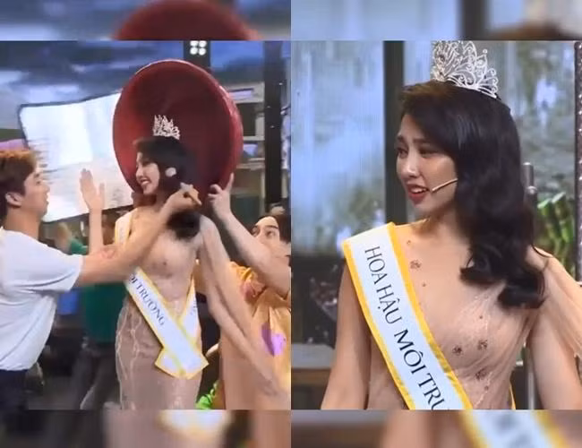 Thùy Tiên được make up kỹ lưỡng, chào chuẩn Hoa hậu khi về thăm nhà. - Ảnh: Cắt từ clip. Thùy Tiên được make up kỹ lưỡng, chào chuẩn Hoa hậu khi về thăm nhà. - Ảnh: Cắt từ clip.