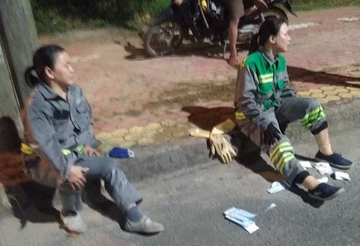 Chị Khải và Lưu lúc bị bắn.