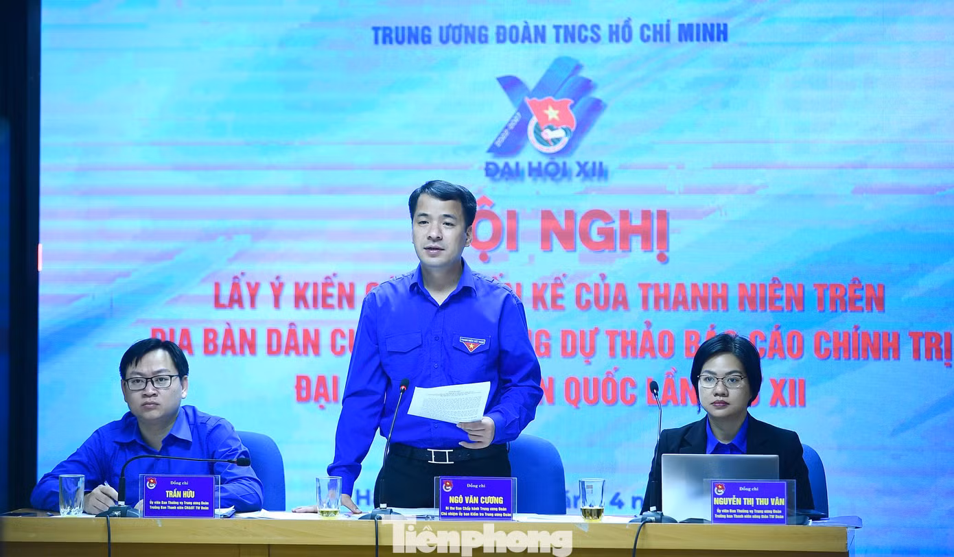 Bí thư T.Ư Đoàn Ngô Văn Cương phát biểu tại hội nghị. Ảnh: Xuân Tùng