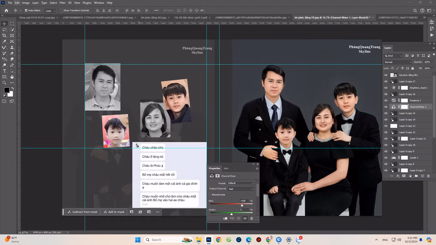 Bức ảnh về gia đình em Phúc sau khi được anh Trung phục dựng. Ảnh: NVCC Bức ảnh về gia đình em Phúc sau khi được anh Trung phục dựng. Ảnh: NVCC