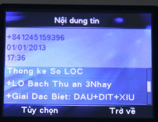 Tin nhắn quảng cáo lô đề, cũng vào ngày 1-1-2013