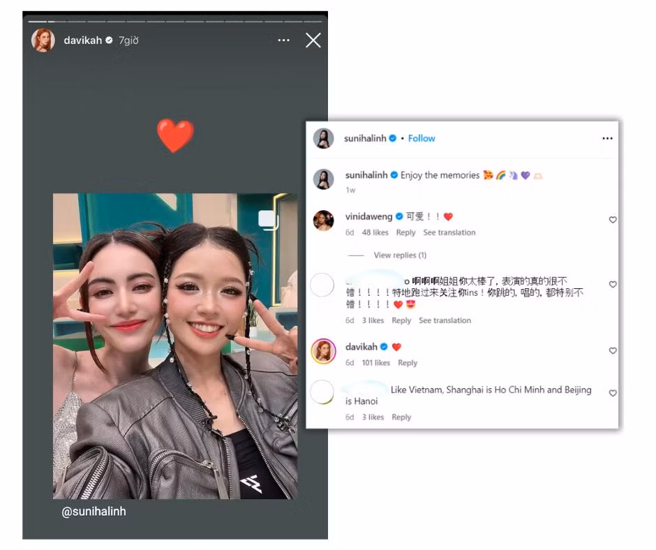 Mai Davika dù không follow Suni nhưng repost và để lại bình luận tại bài đăng. Mai Davika dù không follow Suni nhưng repost và để lại bình luận tại bài đăng.