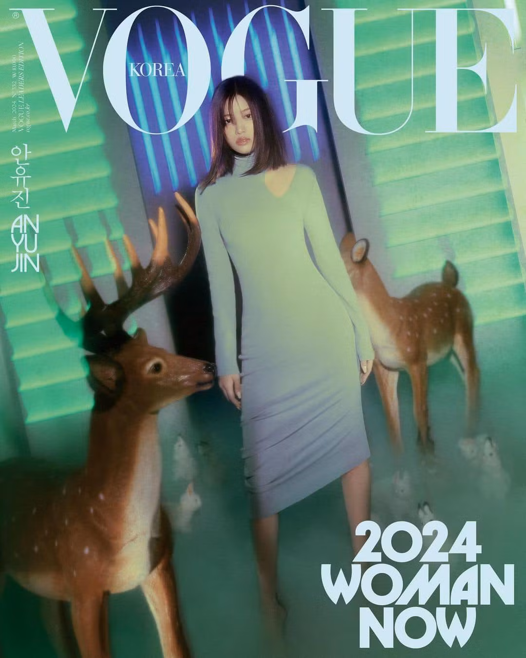 IVE vinh dự sở hữu hai gương mặt cùng được vinh danh trên VOGUE Korea. Ahn Yujin diện thiết kế thuộc BST Xuân Hè 2024 của nhà mốt Fendi.