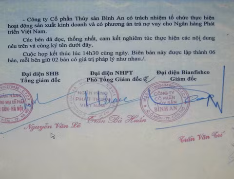 Lãnh đạo 3 bên đã ký cam kết thực hiện viện bảo lãnh và giải chấp tài sản của Công ty Bình An, trong đó có 25.000.000 cổ phần của nữ đại gia Diệu Hiền