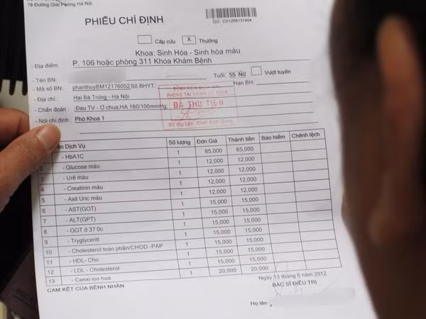 Với chỉ định xét nghiệm sinh hóa, 13 dịch vụ được yêu cầu thực hiện với bệnh nhân N.T.B