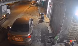 Hiện trường vụ tai nạn ( ảnh cắt từ clip). 