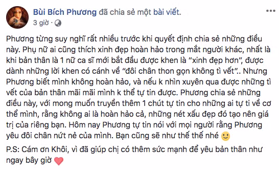 Bích Phương quyết định nói ra bí mật về "đôi chân thon gọn không tì vết của mình" để truyền động lực cho những người xung quanh.