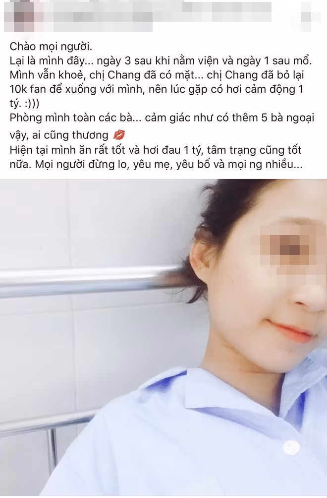Cô nàng còn "khoe" mình có thêm 5 người bà là bệnh nhân cùng phòng, đều hết mực yêu thương cô cháu gái nhỏ.