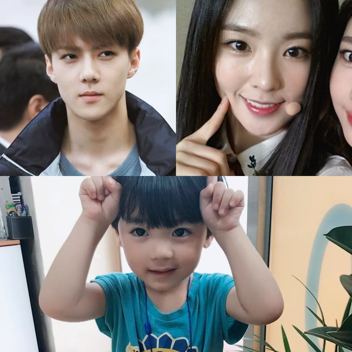 Cậu nhóc Lee Jihyuk có đôi mắt tròn to của Sehun và khóe miệng cười duyên giống hệt Irene.